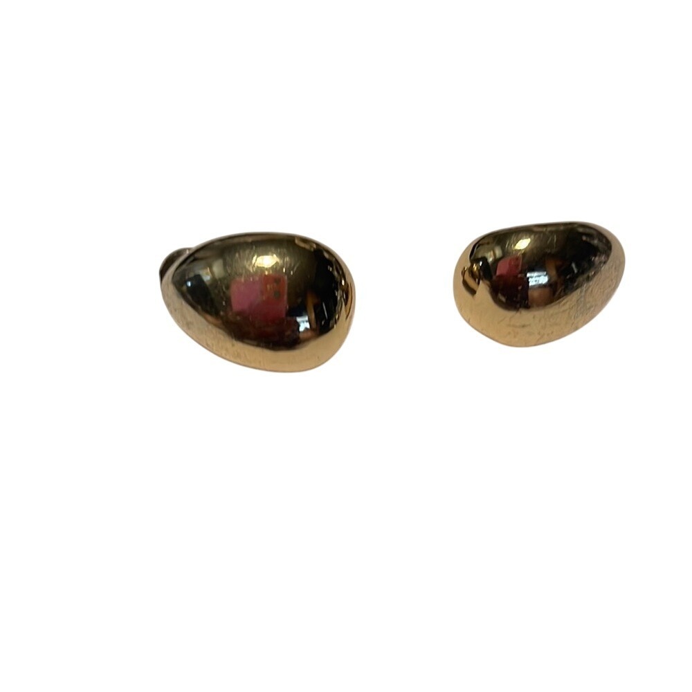 Vintage Gold Tone Domed Button Clip On Earrings Classic Minimalist Jewelry